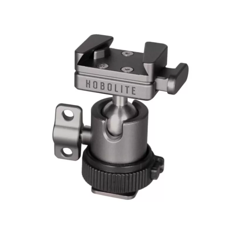 Hobolite Eclairages`1Accessoires Eclairage-Micro Ball Head - Rotule compacte avec adaptateur Cold Shoe et V-Mount